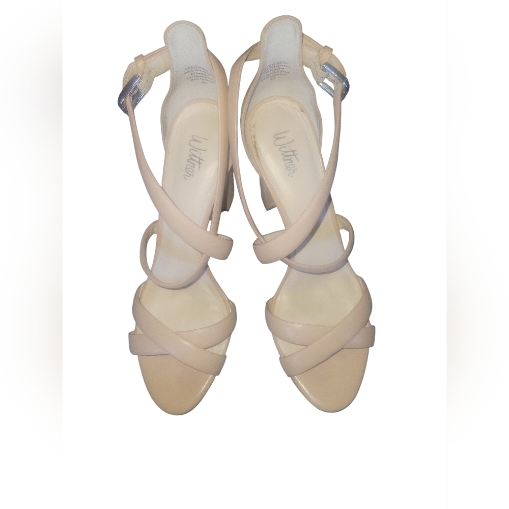 Wittner Women's Cream Leather Padded Footbed Strappy Heels Sandals